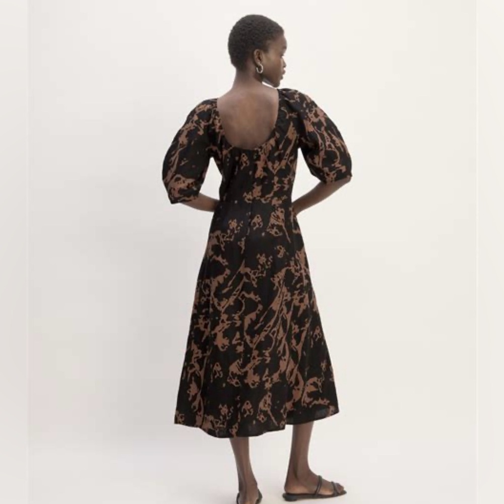 Everlane Brown Puff Sleeve Midi Dress